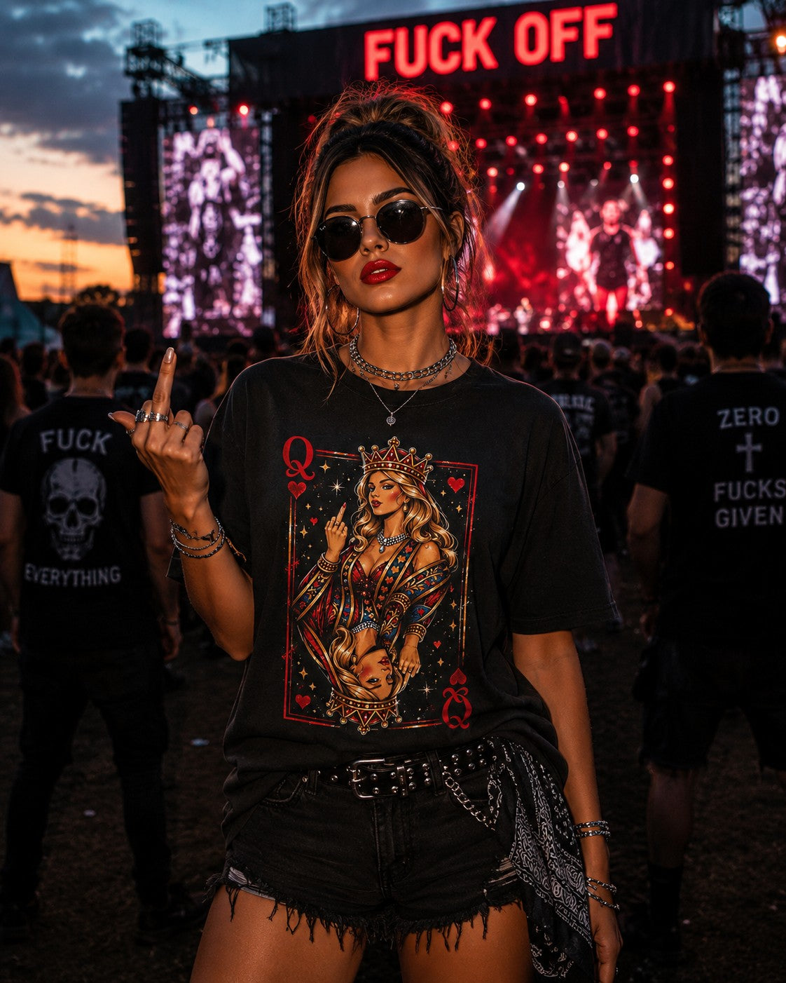 F OFF Queen Graphic T-Shirt | Edgy Streetwear
