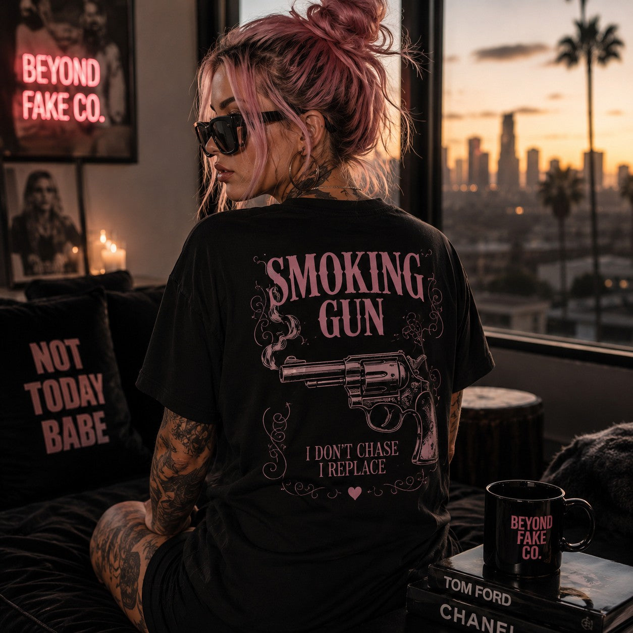 Smoking Gun Back Graphic T-Shirt|Streetwear Print Tee