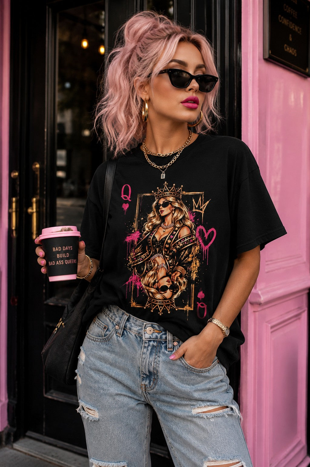 Pink Sunglasses Queen Women's Graphic T-Shirt